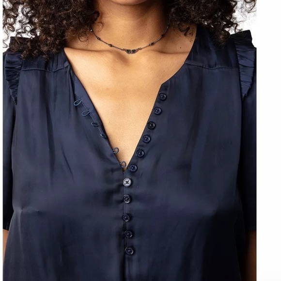 Zadig + Voltaire Black Twity Satin blouse top, L, CB2300 - Picture 4 of 8